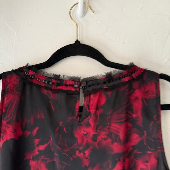 Dana Buchman Y2k Size Medium Red‎ Black Vampire Dark Romantic Sleeveless Top - Picture 5 of 9